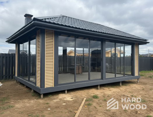 Дачная беседка с панорамными окнами №96 - фото 2266